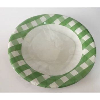 Pratos papel 28 cm Xadrez Verde