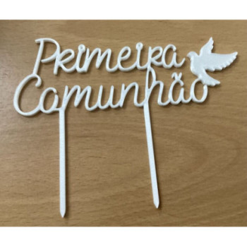 Topo de bolo Primeira Comunhão 15cm branco