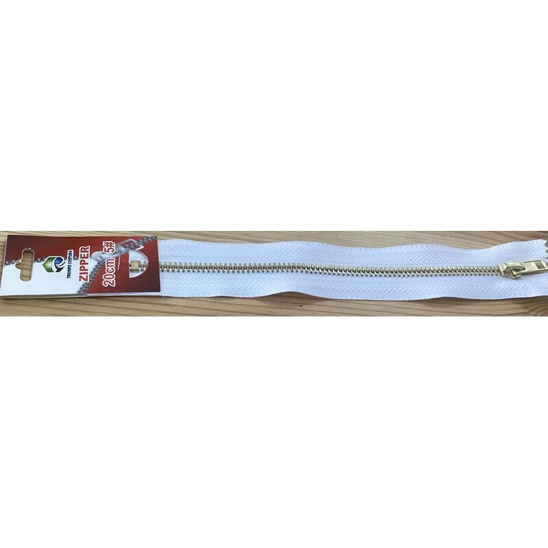 Fecho de metal branco 20 cm