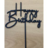 Topo de Bolo Happy Birthday 14cm preto