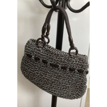 Mala em trapilho castanho e azul claro