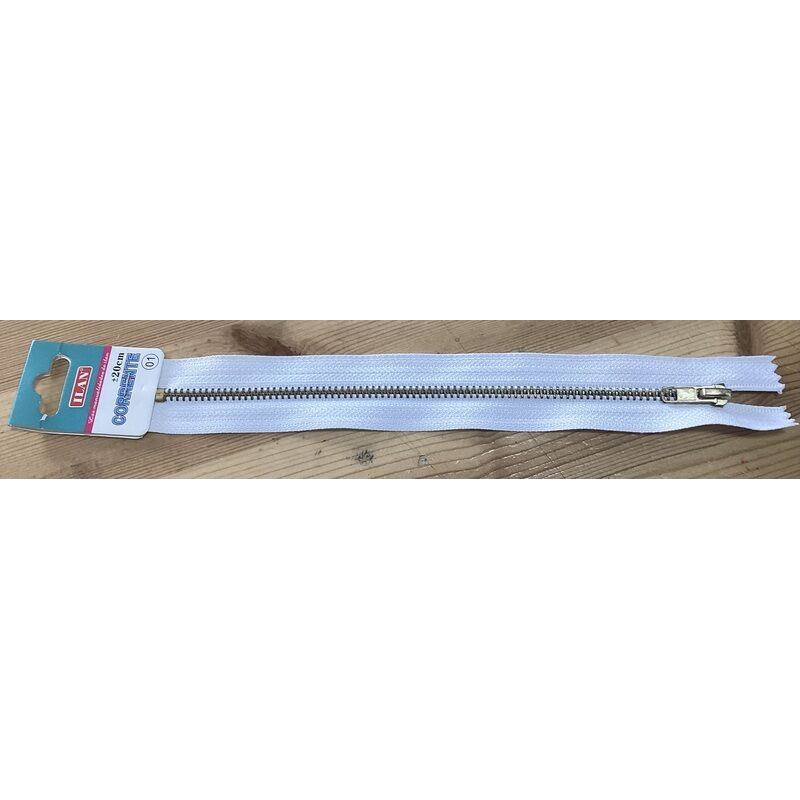 Fecho metal branco 20cm