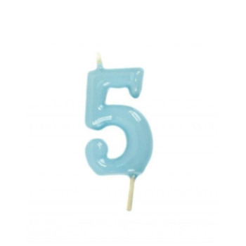 Vela Aniversário 6cm azul pastel N5