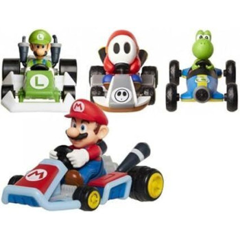 Super Mário - Mini Kart Racers 6 cm - Yoshi - Mario - Luigi - Shy Guy Maskache
