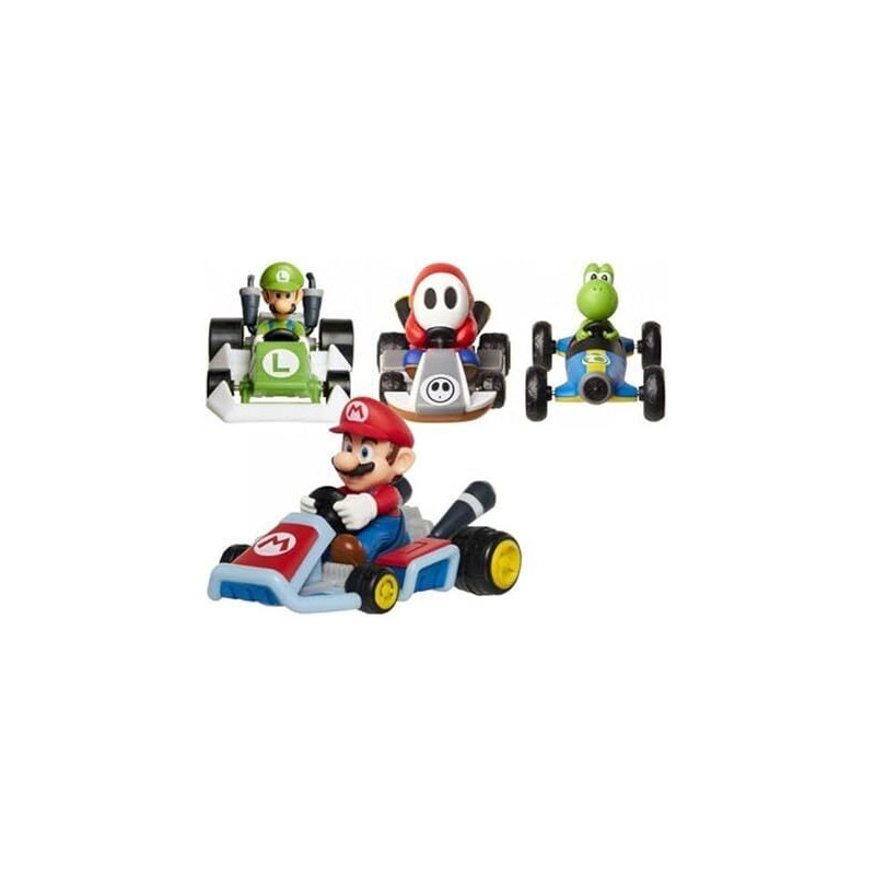 Super Mário - Mini Kart Racers 6 cm - Yoshi - Mario - Luigi - Shy Guy Maskache