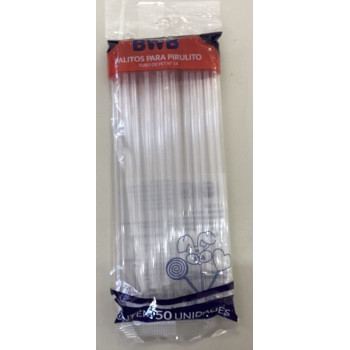 Palitos para pirulito médio cristal - 50 unidades