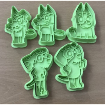 Conjunto 5 cortadores marcadores Bingo e Bluey