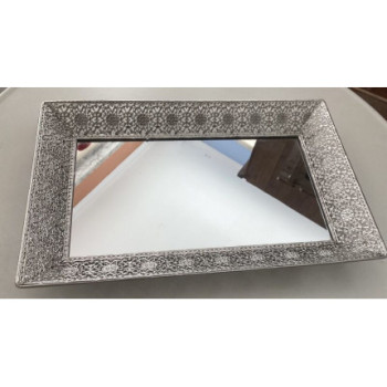 Tabuleiro prata com espelho 24x38cm