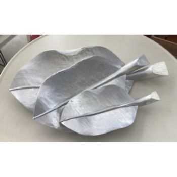 Conunto 3 travessas madeira prata 28/39 e 49cm
