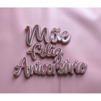 topo de bolo Mãe feliz aniversário