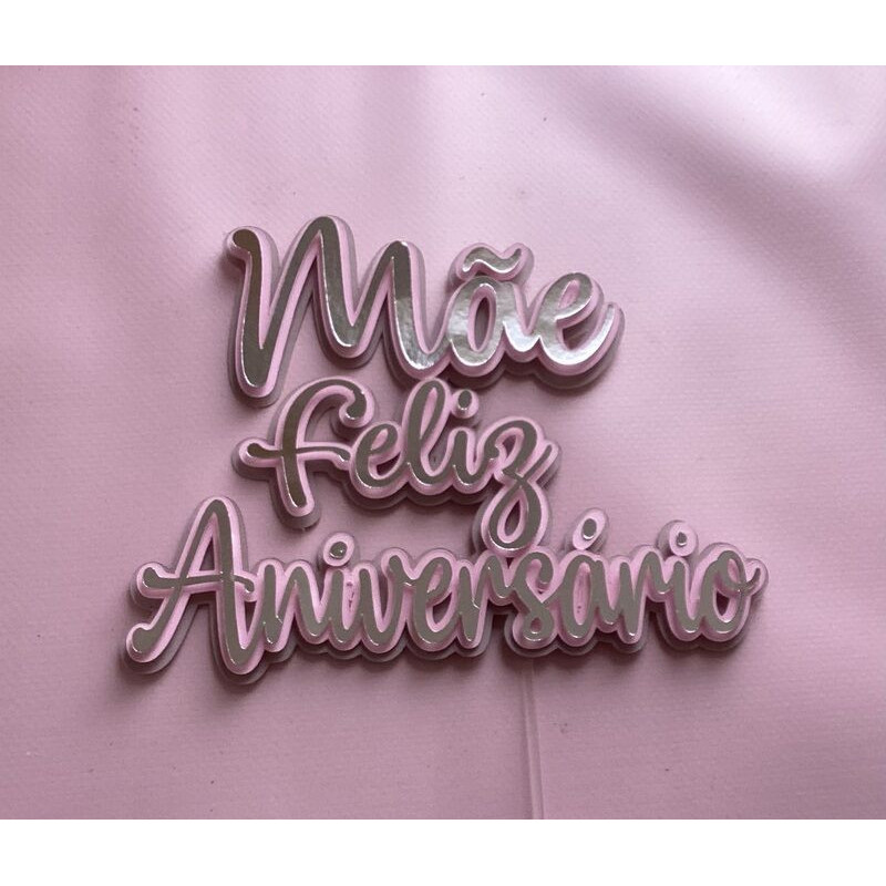 topo de bolo Mãe feliz aniversário