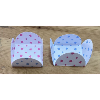 12 formas de papel corações azul,rosa e branco