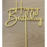 Topo de bolo Happy Birthday 14cm Ouro