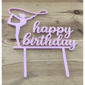 Topod e Bolo Happy Birthday Bailarina rosa 12,5cm