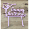 Topod e Bolo Happy Birthday Bailarina rosa 12,5cm