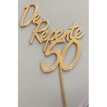 Topo de Bolo de repente 50 dourado