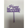 Topo de Bolo happy Birthday 10cm Lilás