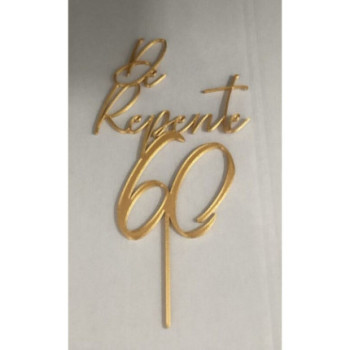 Topo de Bolo de repente 60 dourado