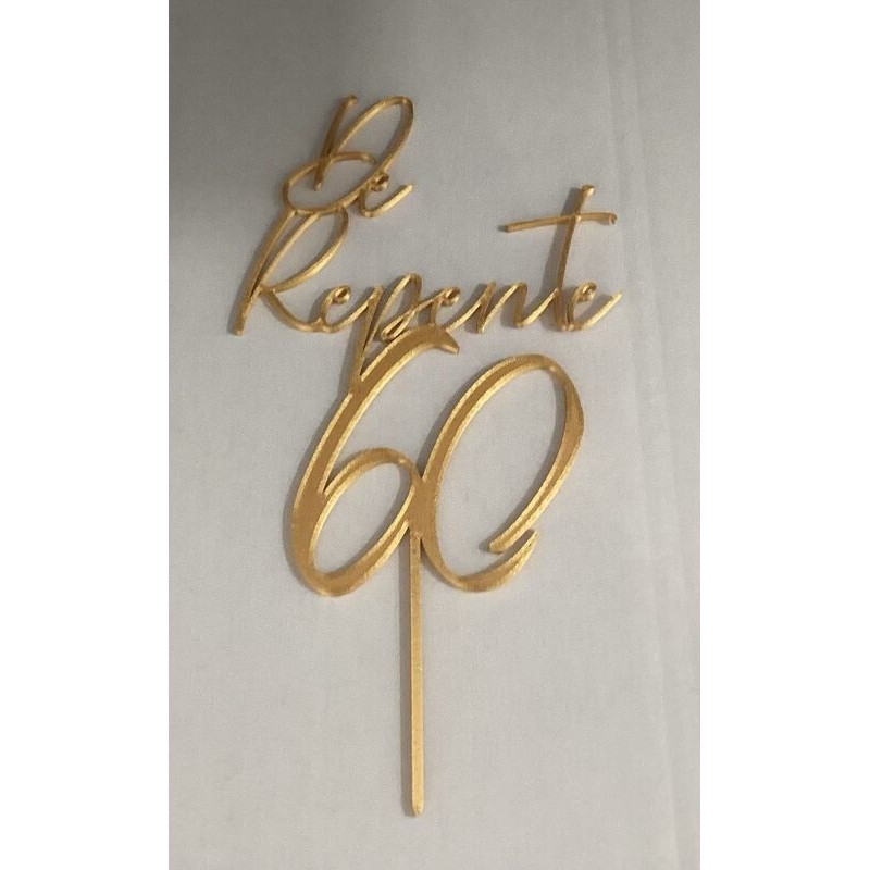 Topo de Bolo de repente 60 dourado