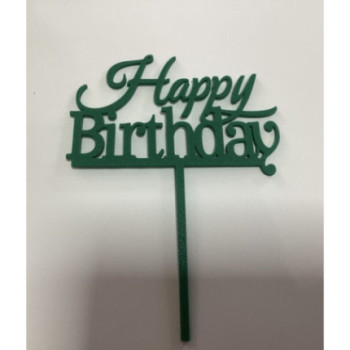 Topo de Bolo happy Birthday verde