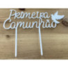 Topo de bolo Primeira Comunhão Branco 15cm