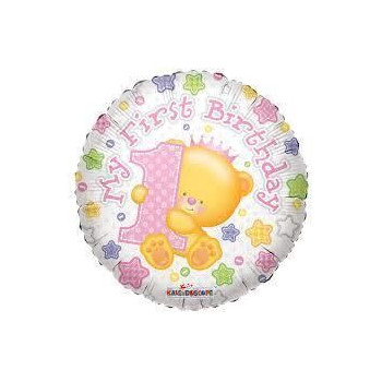 Kit Balão Foil+Fita My First Birthday Menina