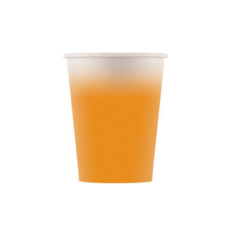 8 copos de papel laranja