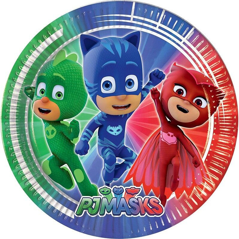 conj. 8 pratos pjmasks 23 cm