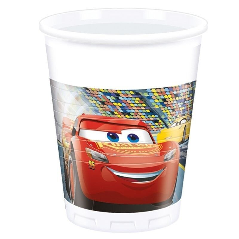 8 copos plástico cars