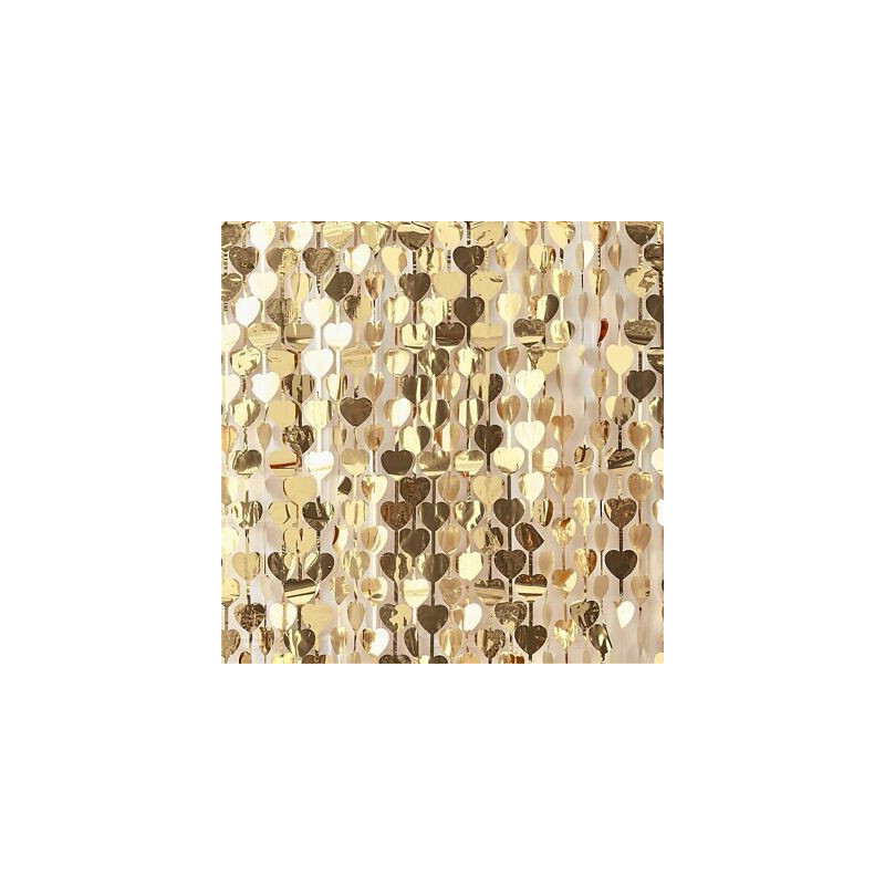 cortina corações ouro 1x2.5m