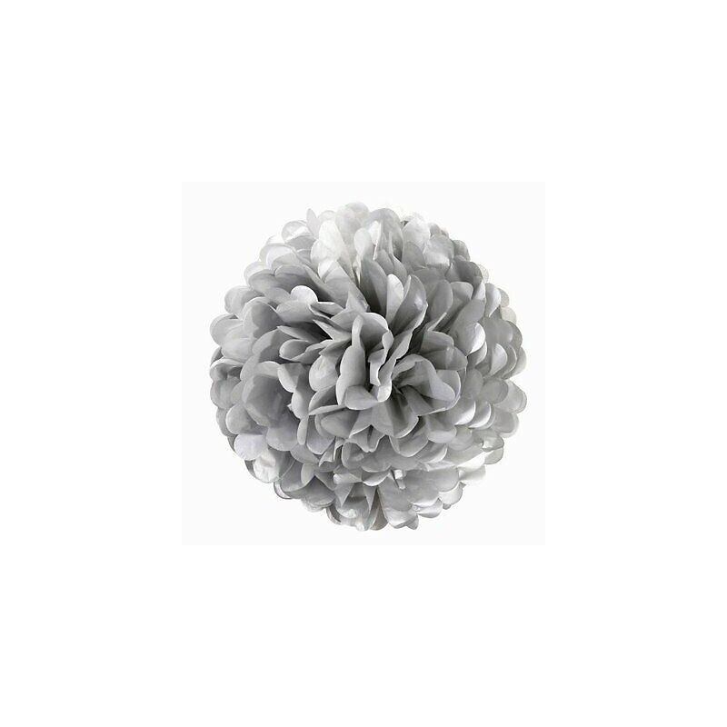 Pompons papel prata