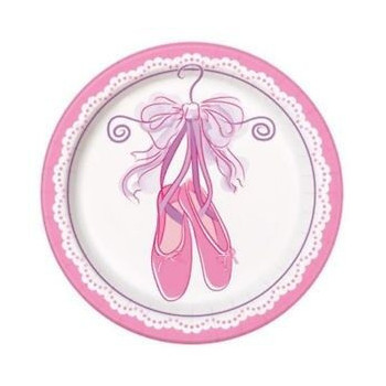 8 Pratos Bailarina Rosa 17 cm