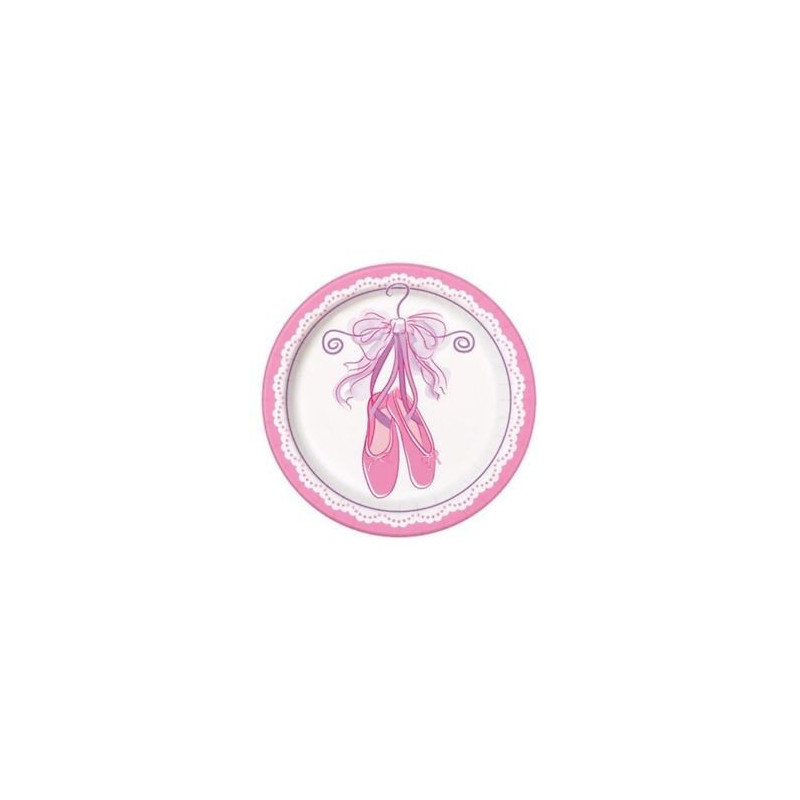 8 Pratos Bailarina Rosa 17 cm