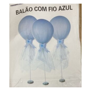 Suporte com tule para balão azul