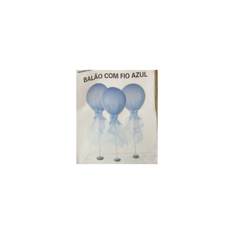 Suporte com tule para balão azul