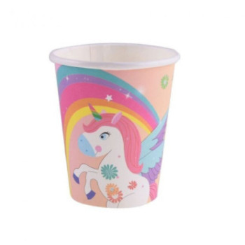 6 copos papel unicórnio