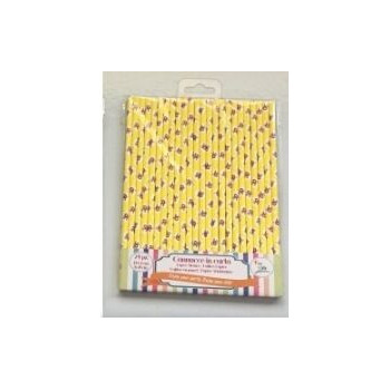 24 palhinhas amarelo com flores