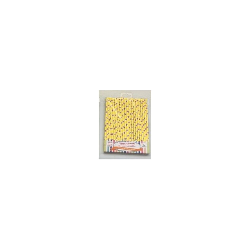 24 palhinhas amarelo com flores