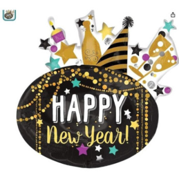 Happy New Year Balão Supershape 76cmx73cm