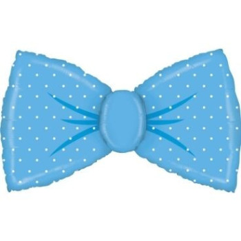 Balão Super Shape Laçarote Azul com Bolinhas Brancas