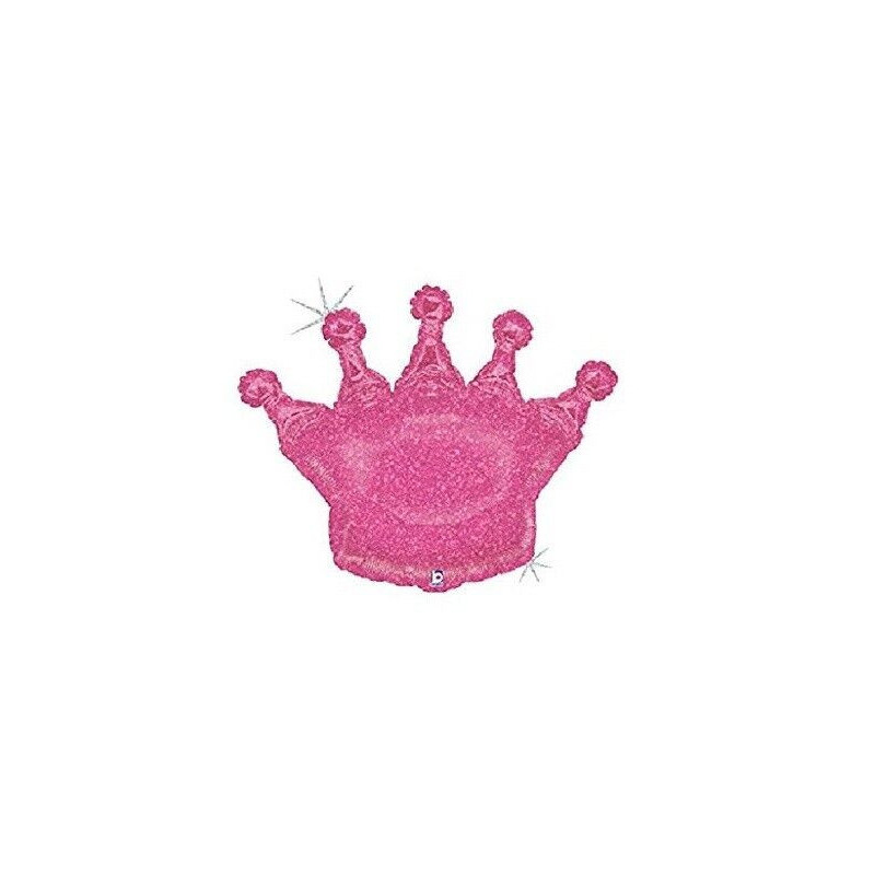 Balão Foil Glitter Coroa Rosa 91cm