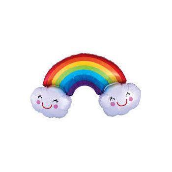 Balão Foil Supershape Arco Iris Nuvens 93x55cm