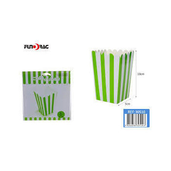 Caixas Pipocas Verde Riscas 6 unidades