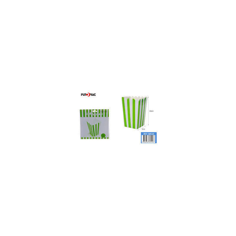 Caixas Pipocas Verde Riscas 6 unidades