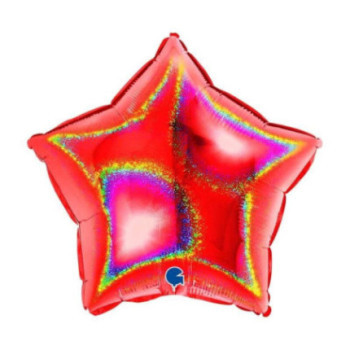 Balão Estrela Encarnado Glitter Holográfico 18