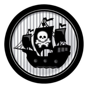 8 Pratos papel Piratas