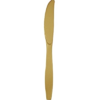 Facas Plástico 20cm Ouro 50 uni
