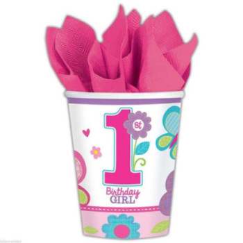 8 copos 1º aniversário menina