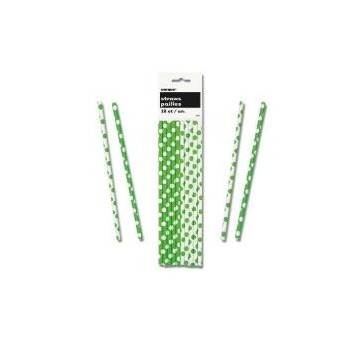 10 palhinhas bolas branco e verde