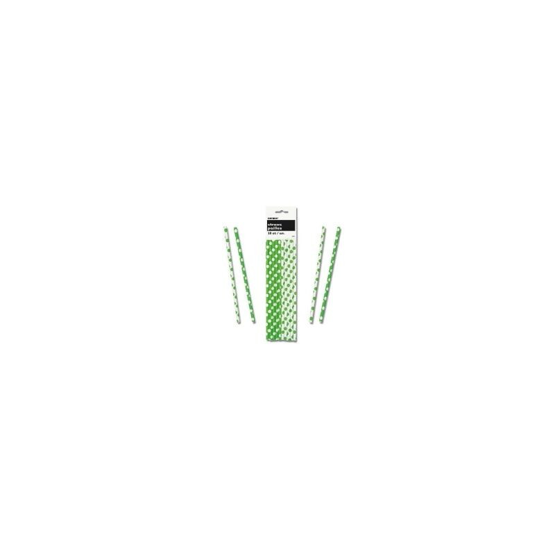 10 palhinhas bolas branco e verde